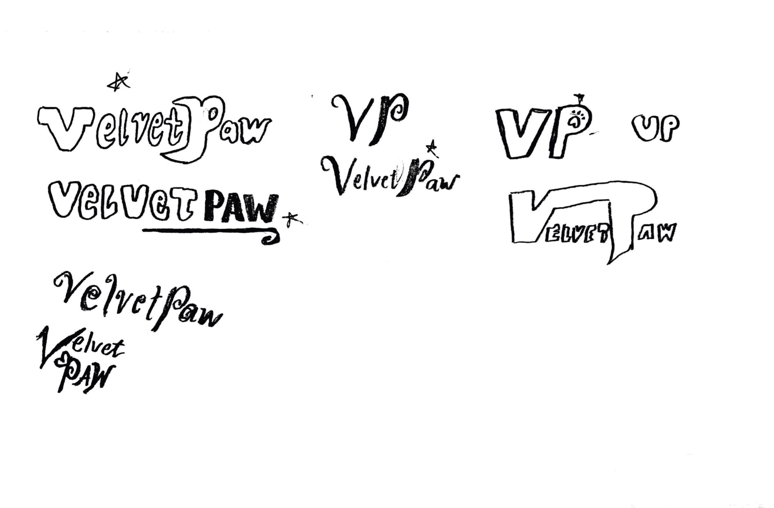 Velvet Paw logo sketches