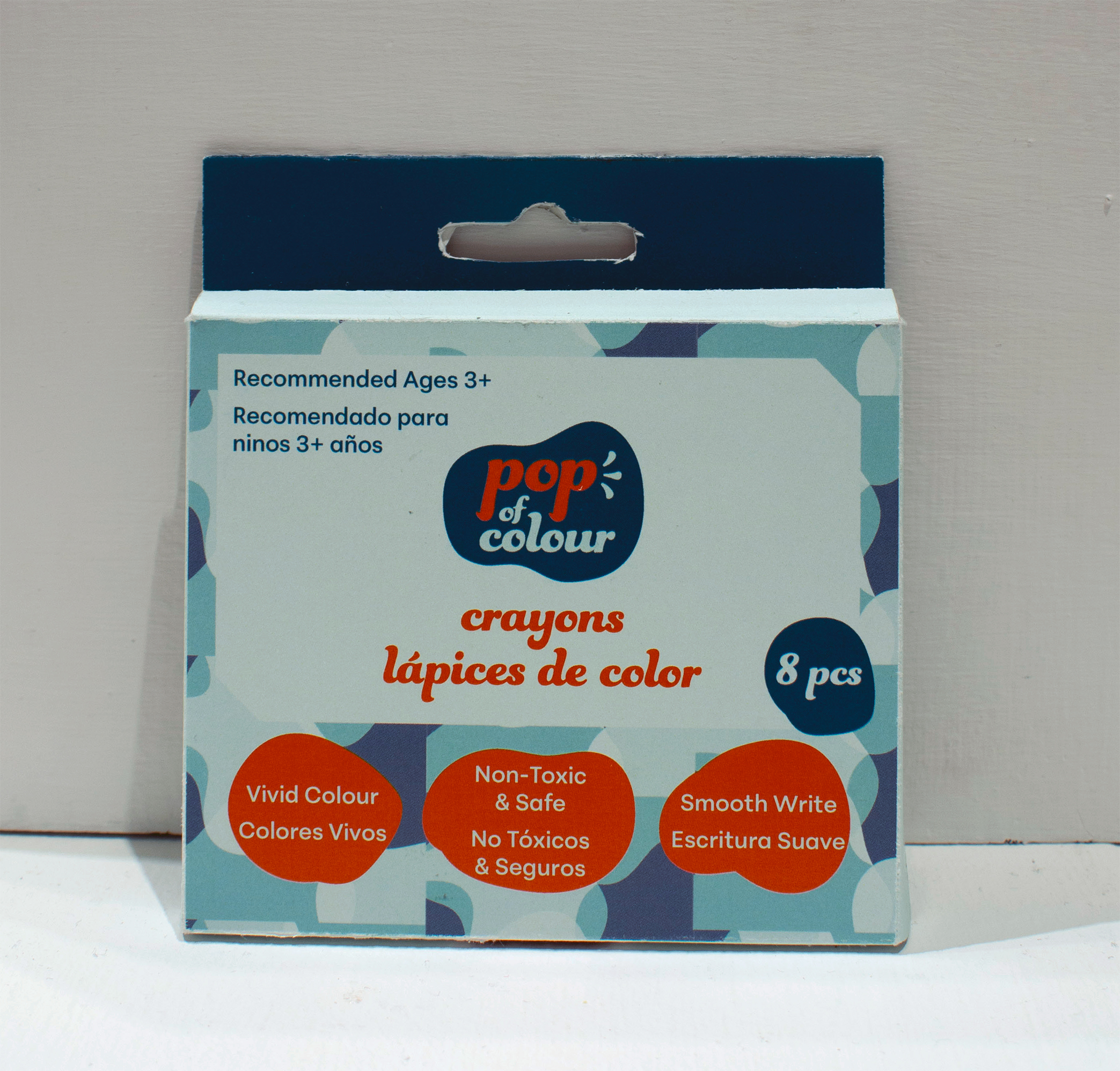 Pop of Colour crayon box mockup - front