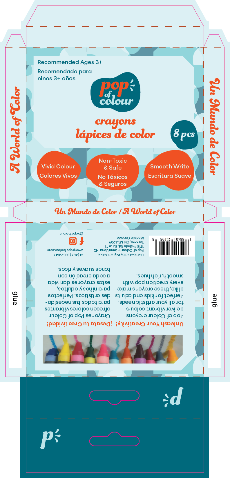 Pop of Colour crayon box dieline