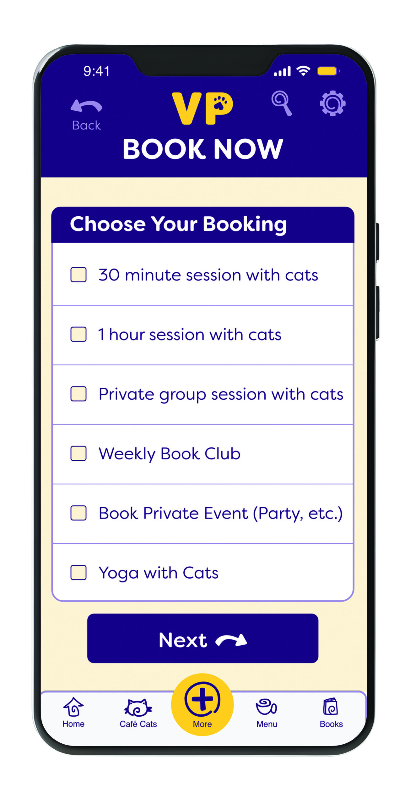 Velvet Paw Booking Options Final Prototype