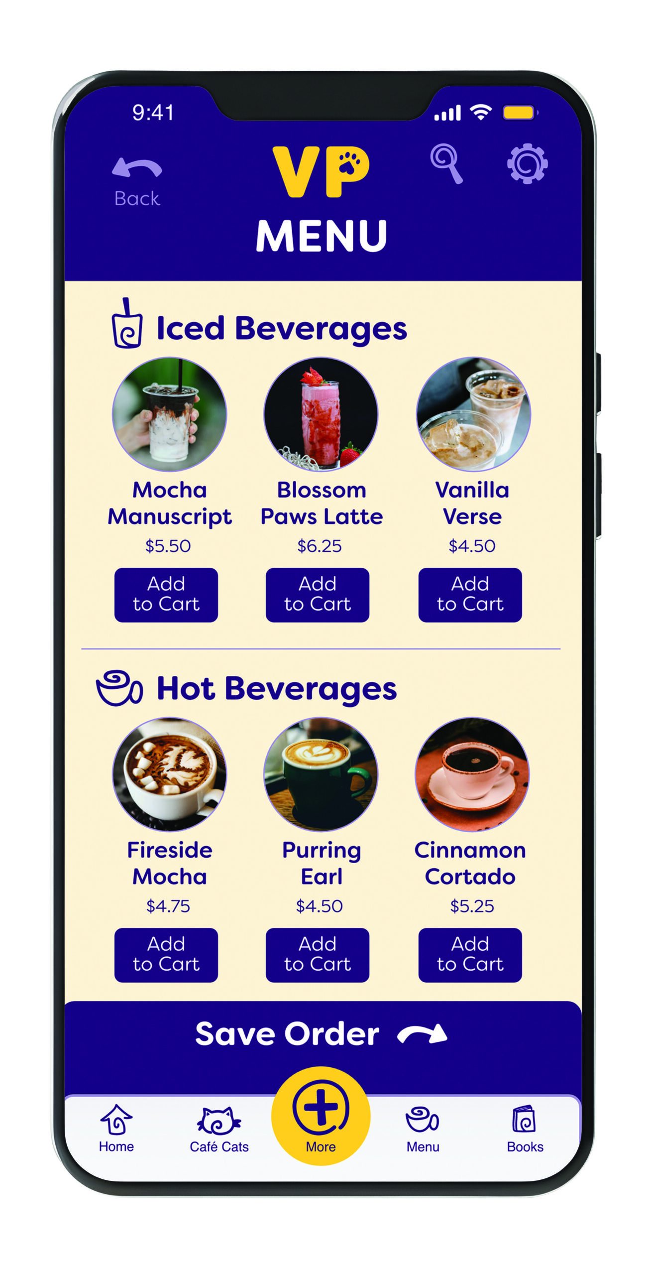 Velvet Paw Beverage Menu Final Prototype
