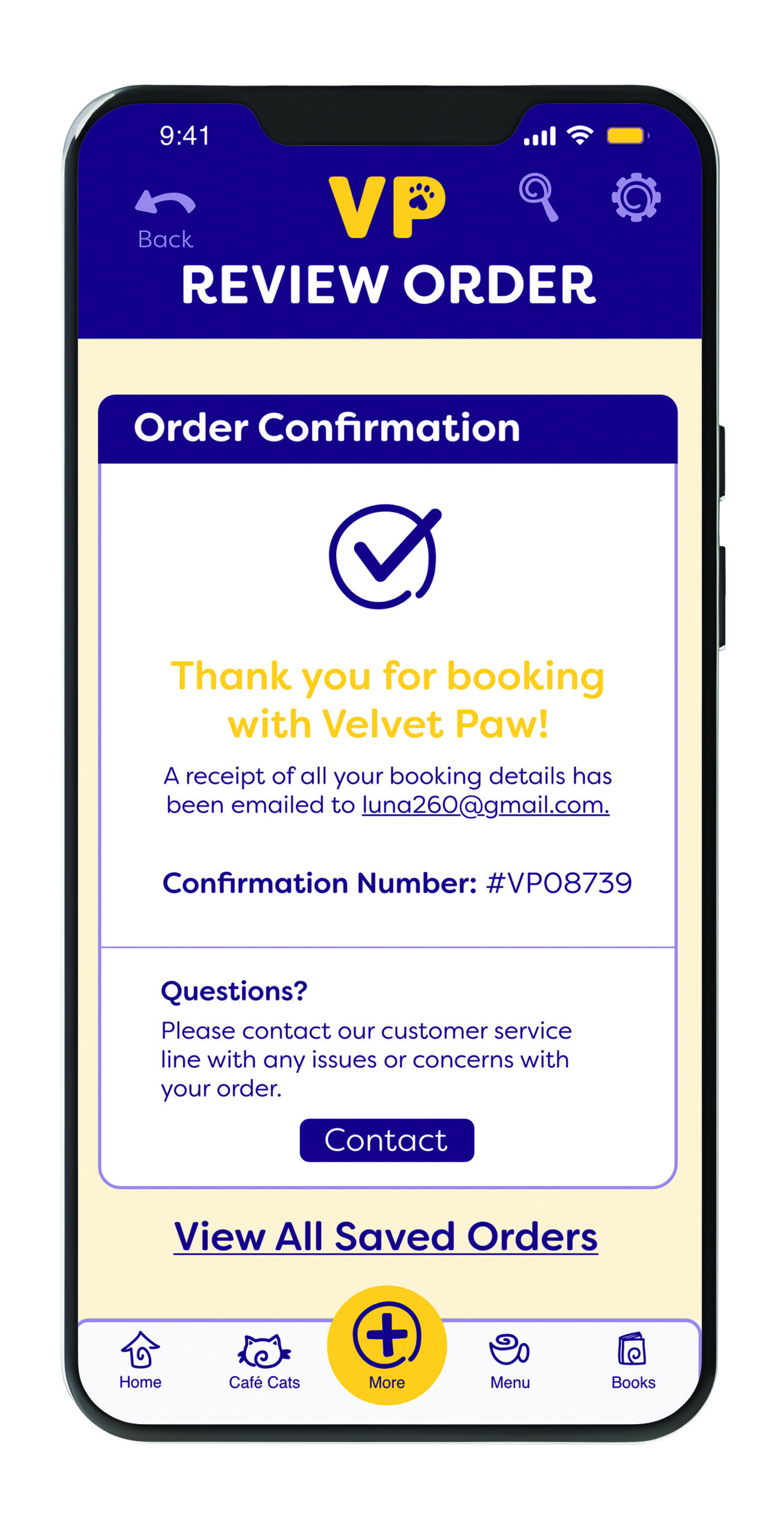 Velvet Paw Order Confirmation Final Prototype