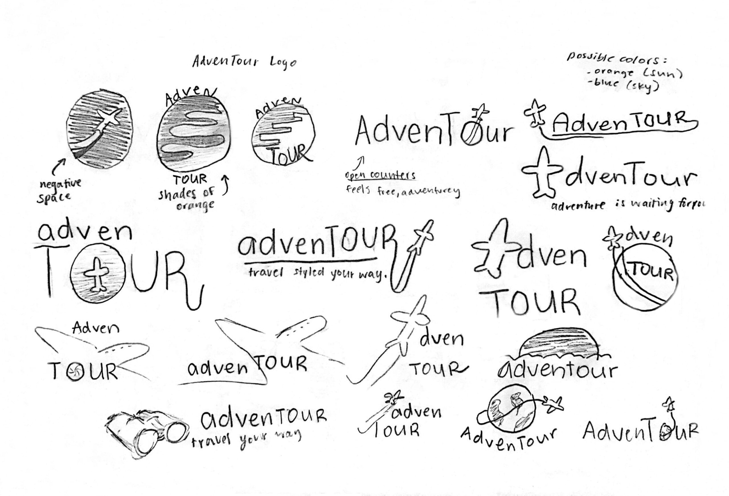 AdvenTOUR logo sketches - 1