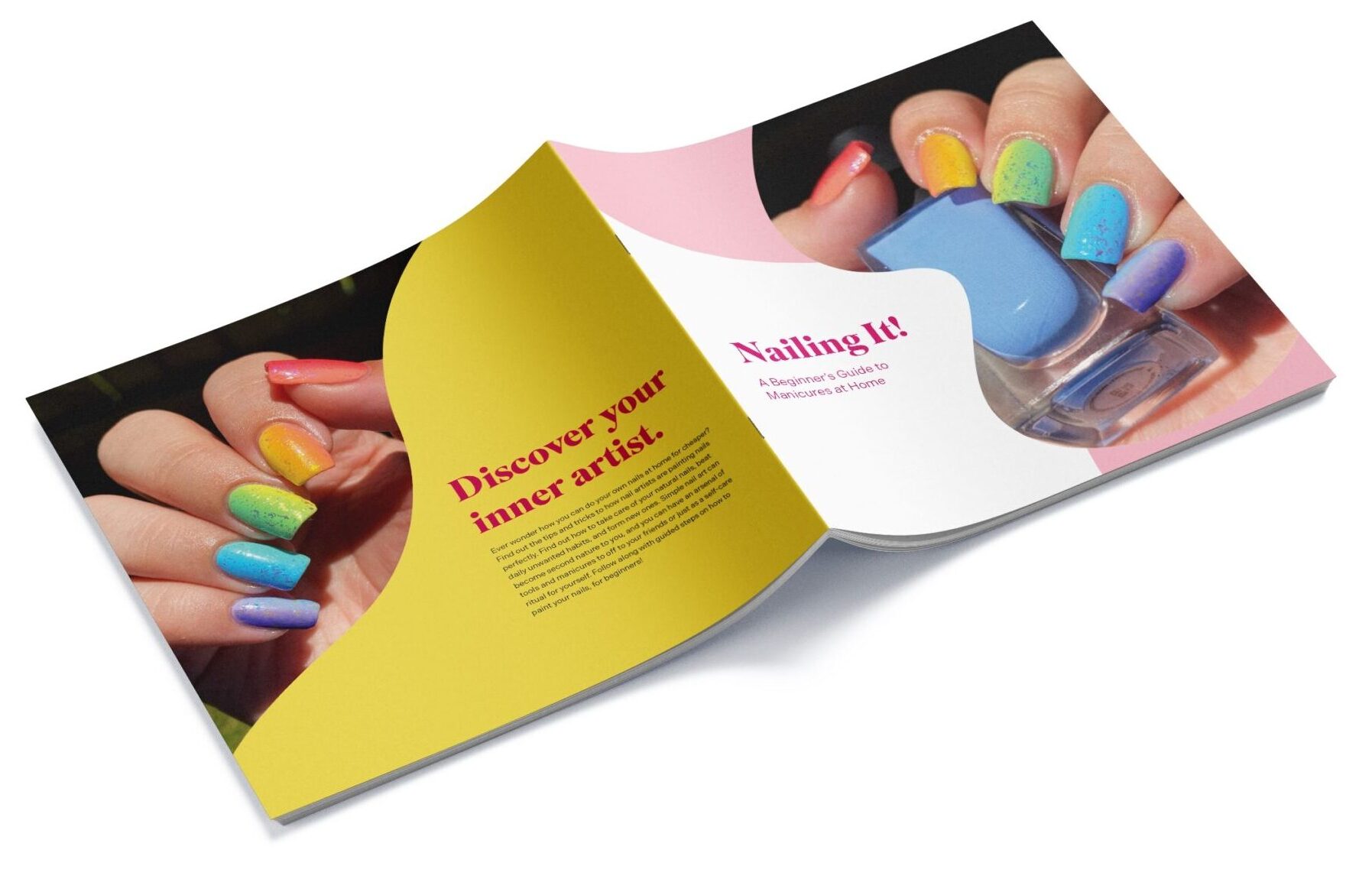 Nailing It mocked up brochure spread