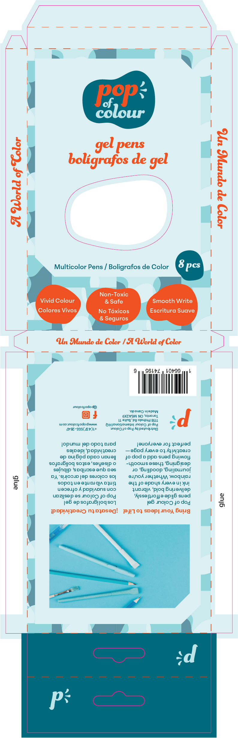 Pop of Colour glitter pens dieline